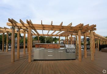 Gas grill under the pergola
